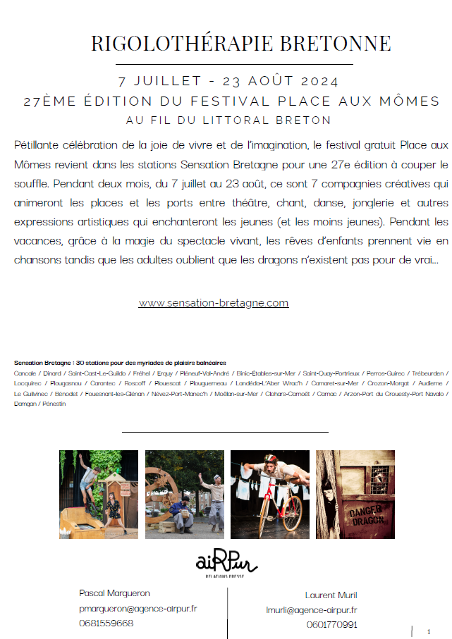 CP 2024 - Festival Place aux Mômes : la rigolothérapie bretonne