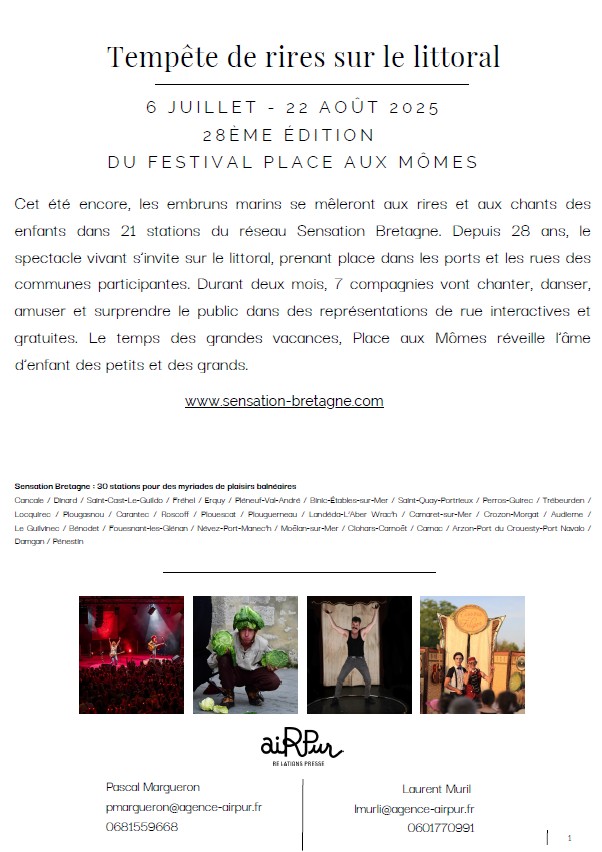 CP 2025 - Festival Place aux Mômes : tempêtes de rire sur le littoral breton